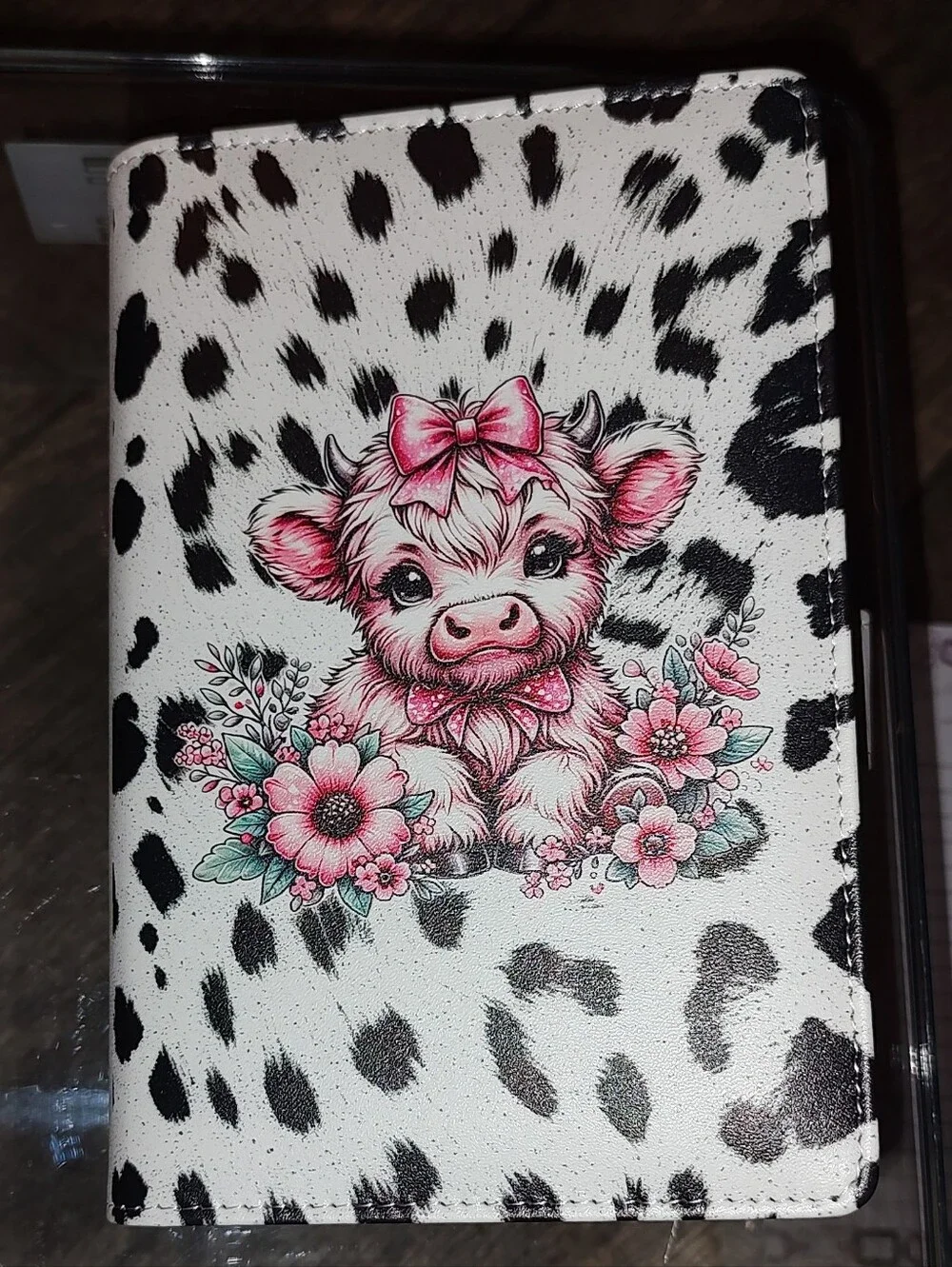 Cute Pink Cow A6 Binder Notebook Matching Paper 100 Sheets